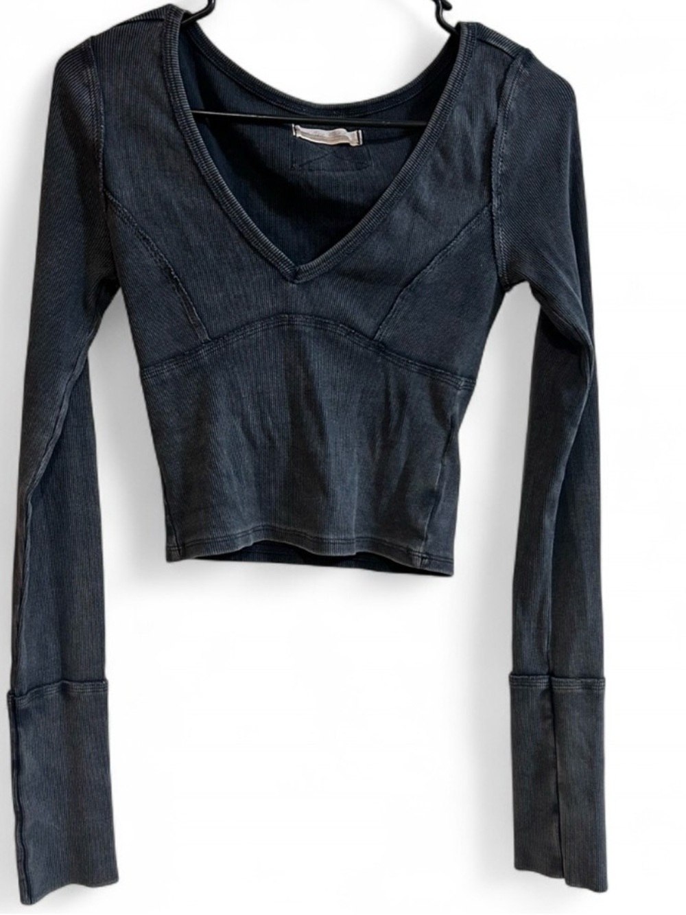 We The Free  V-Neck Long Sleeve Crop Top